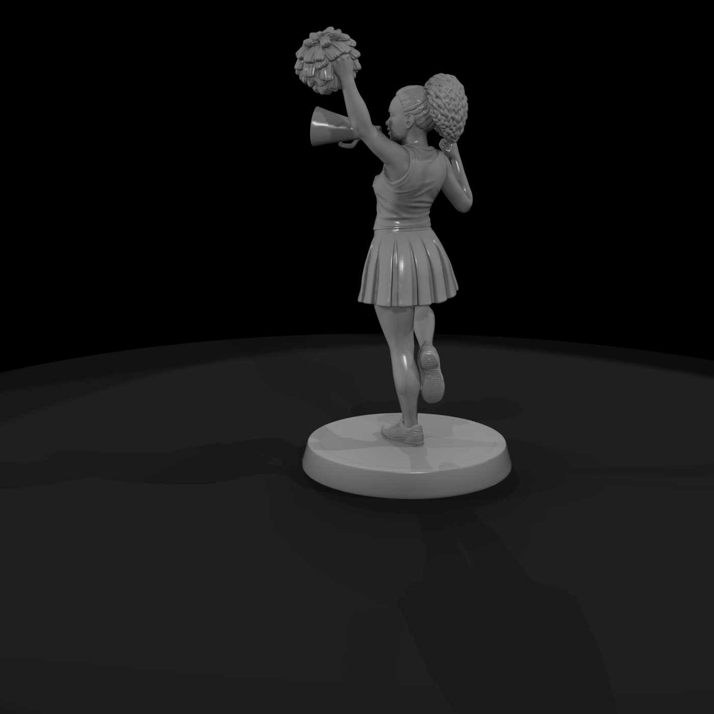 Cheerleader with Pom-Poms and Megaphone