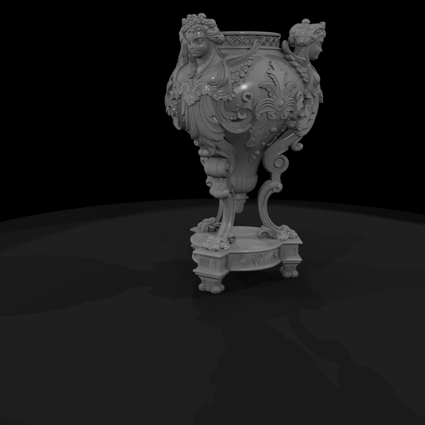 Baroque Caryatid Decorative Urn — Ornament