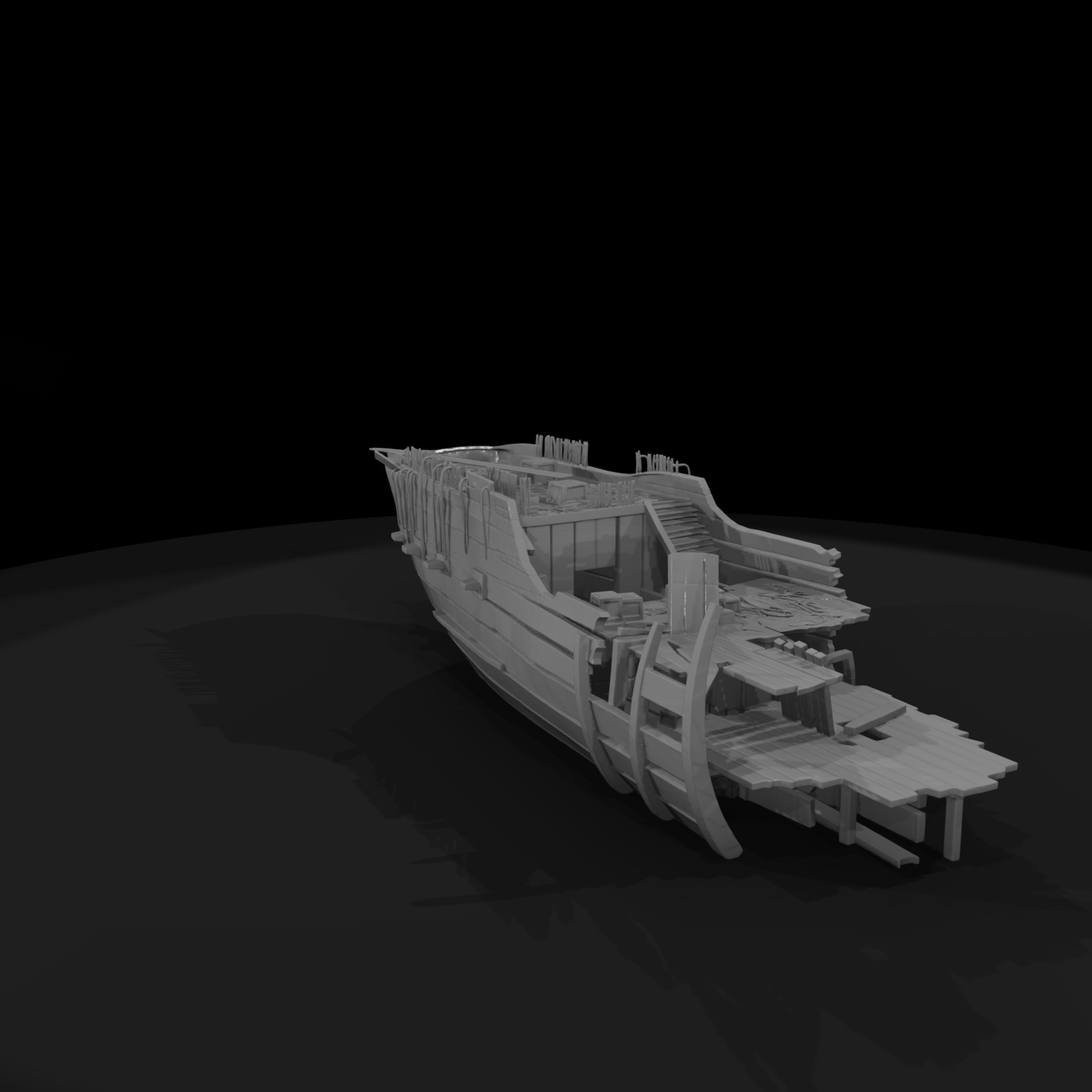 Weathered Wooden Shipwreck