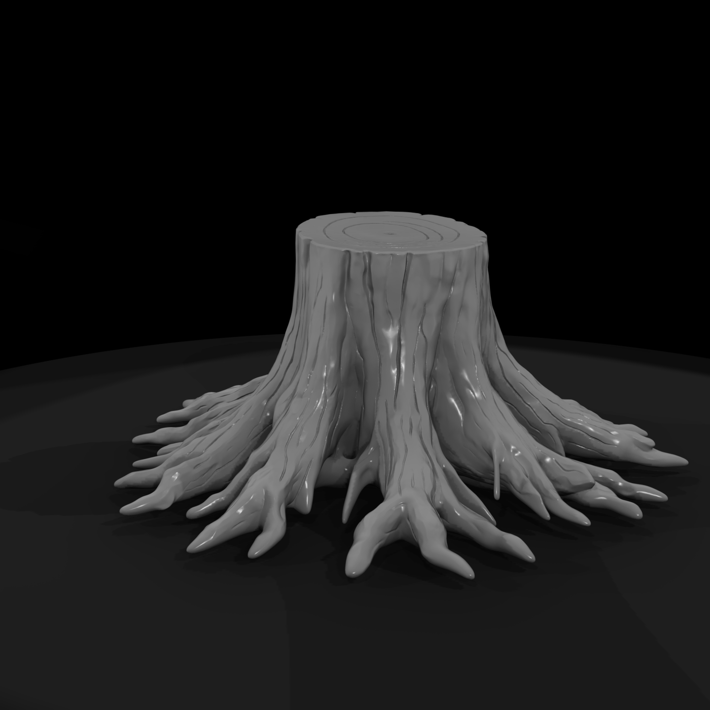 Tree Stump with Exposed Roots — & Railway Prop