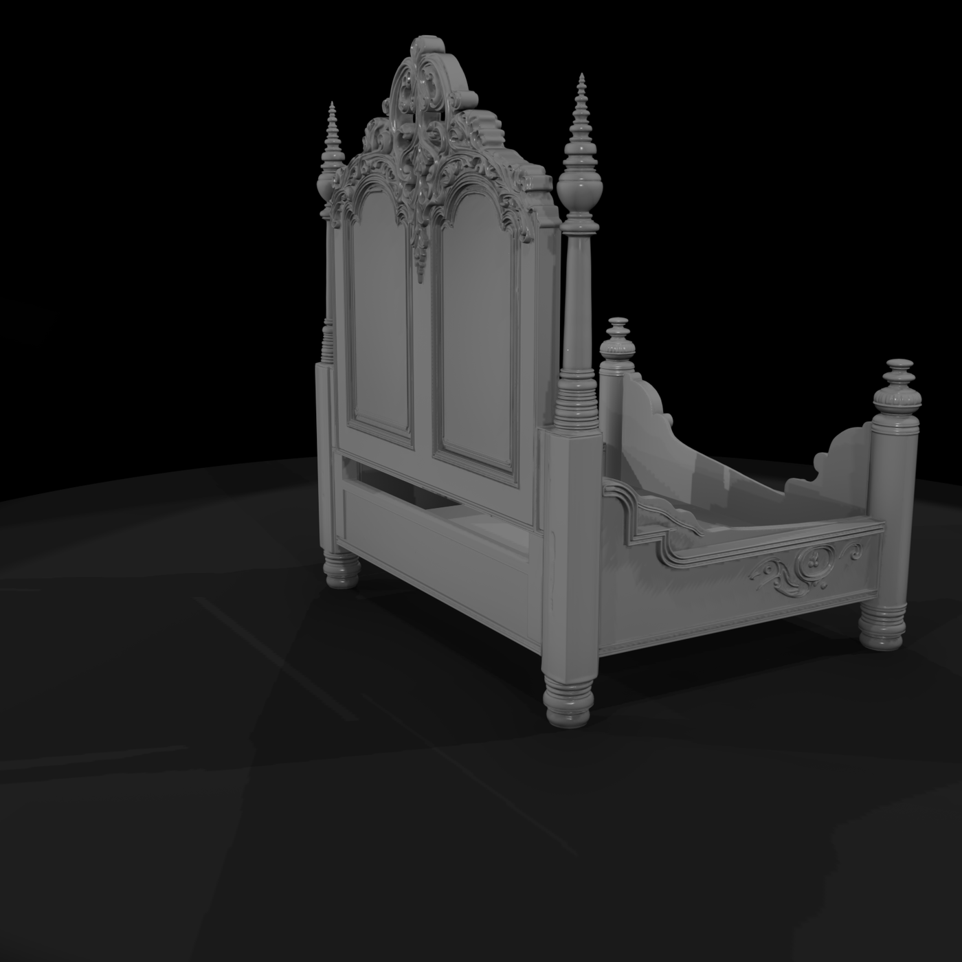 Victorian Rococo Four-Poster Bed Frame