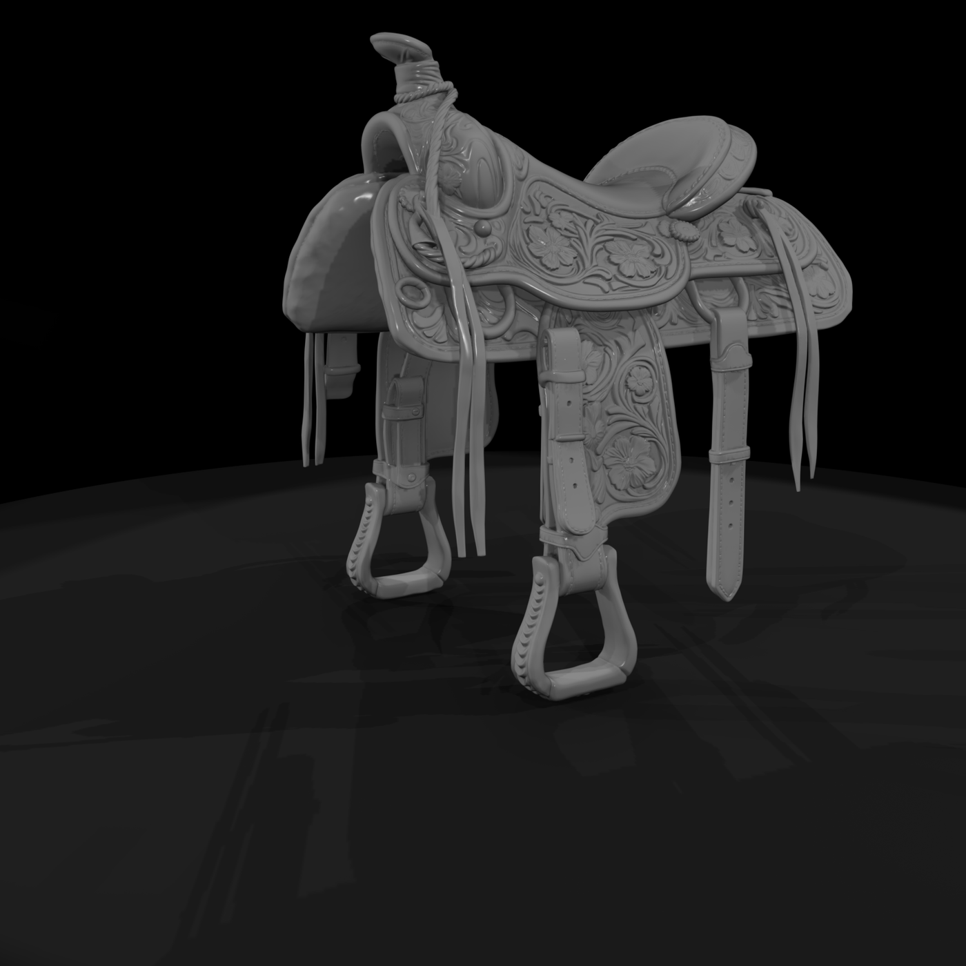 Tooled Western Stock Saddle
