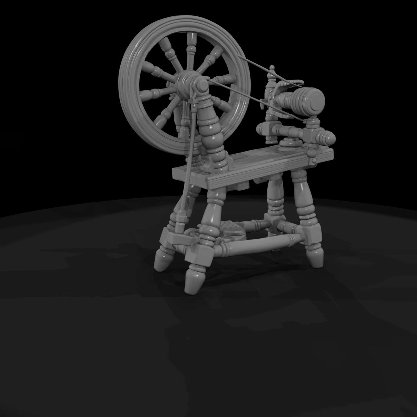 Antique Wooden Spinning Wheel