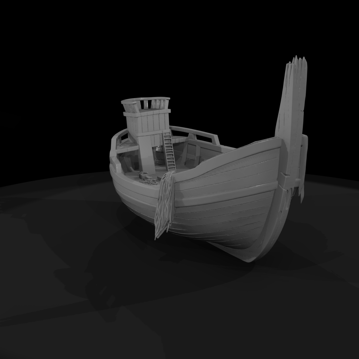 Stylized Wrecked Fishing Boat