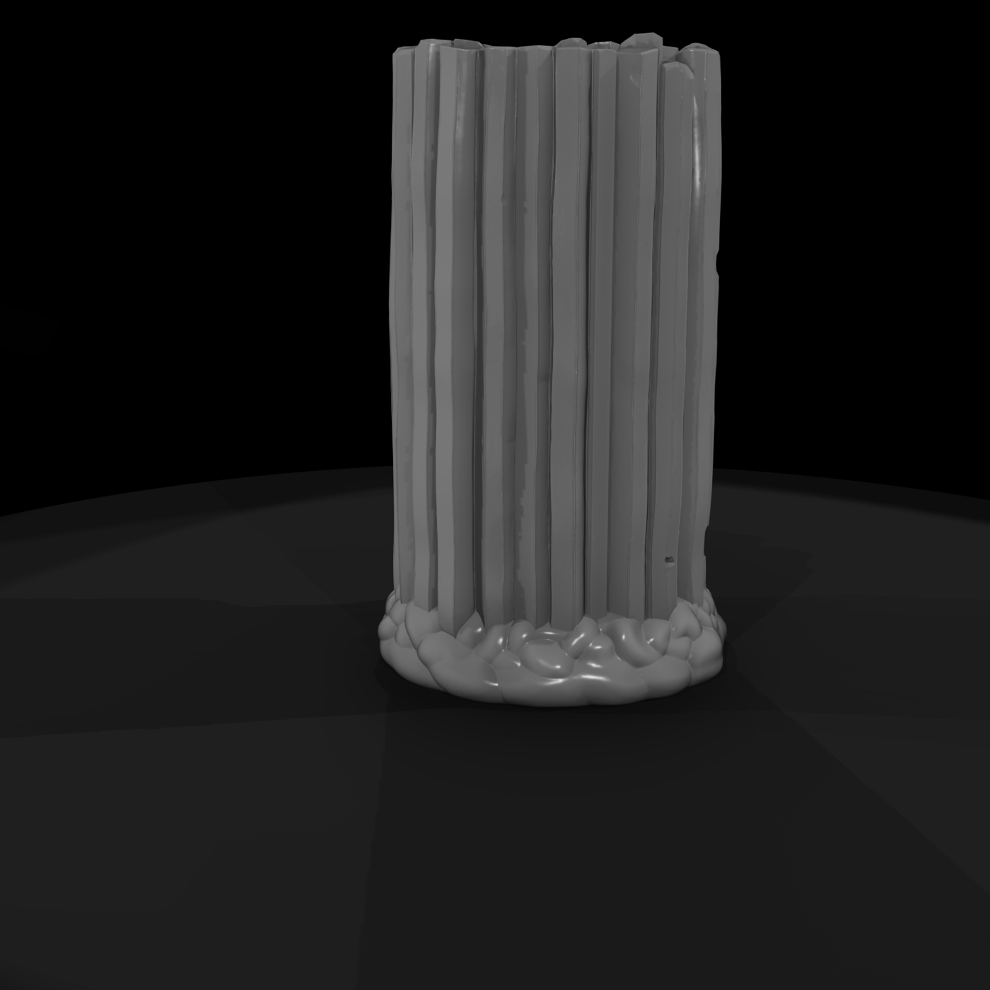 Stylized Damaged Columnar Basalt Pillar