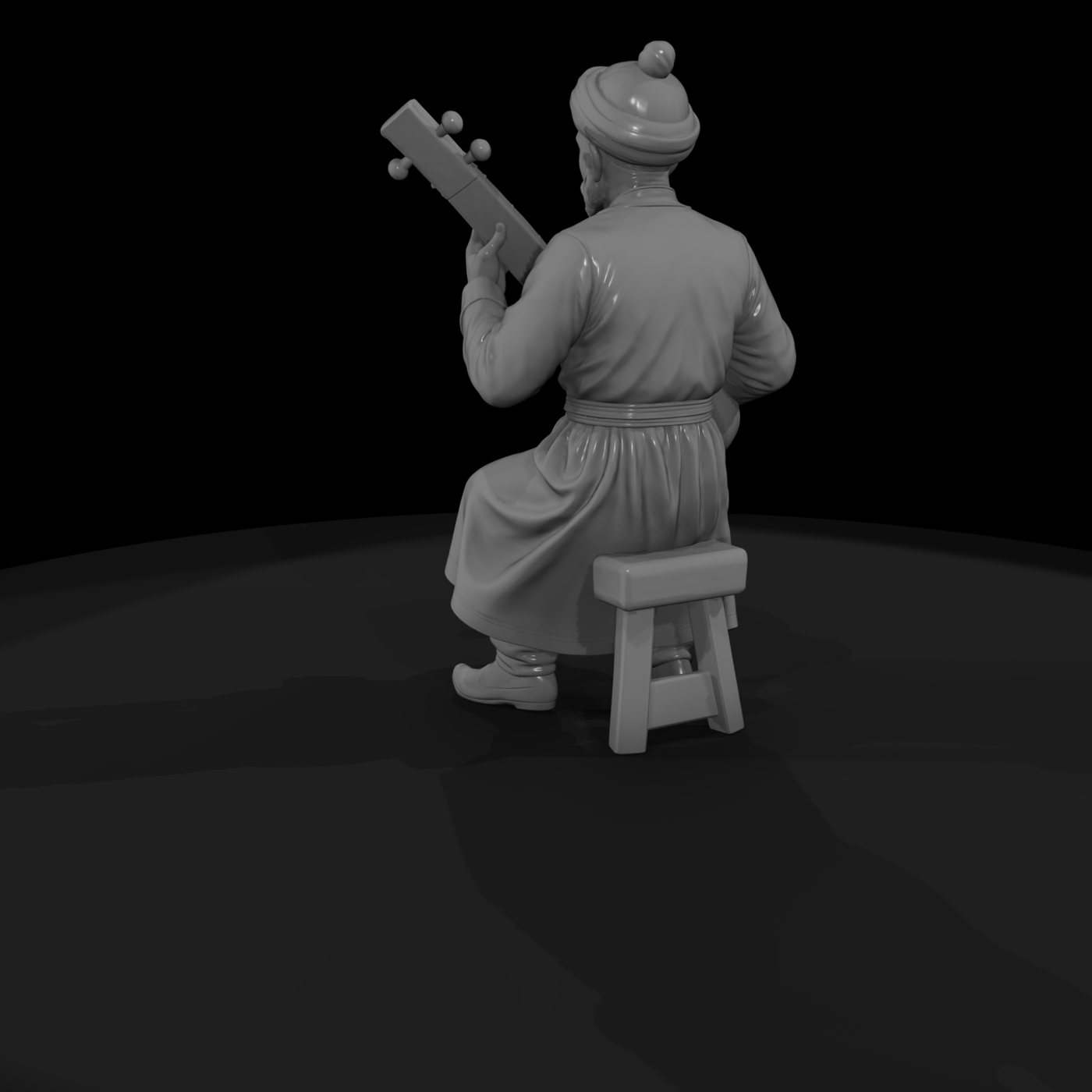 Hist 0232 Mughal Court Musician Miniature Figure
