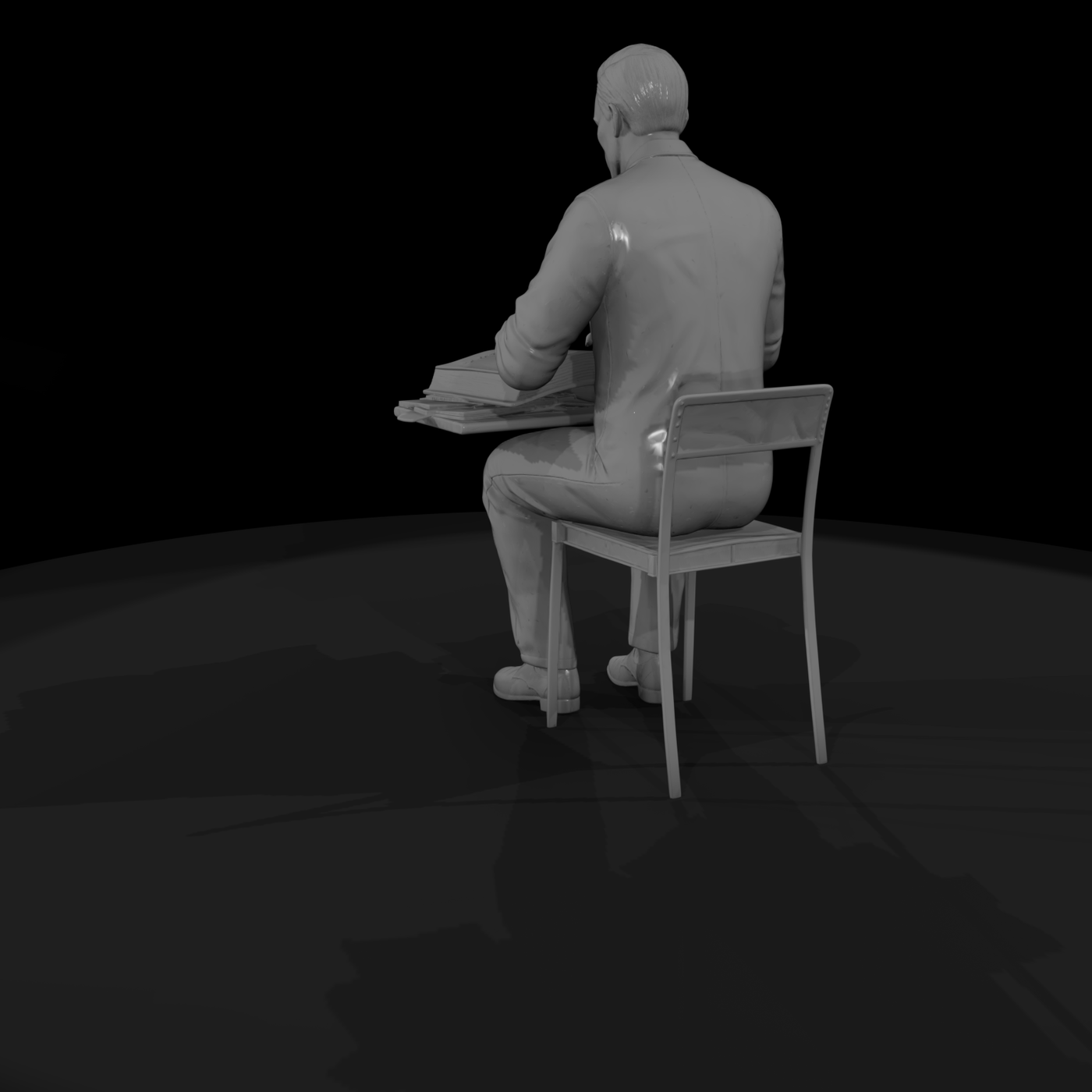 Seated WWII Army Clerk at Ledger