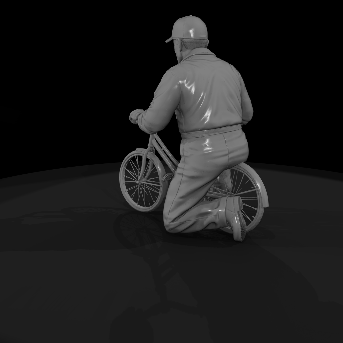 Elderly Man Riding a Bicycle