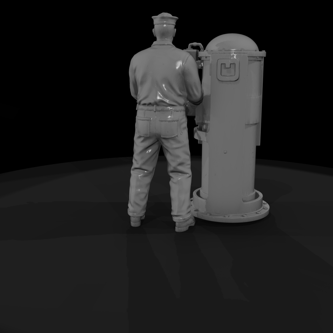 Naval Helmsman at the Ship's Wheel