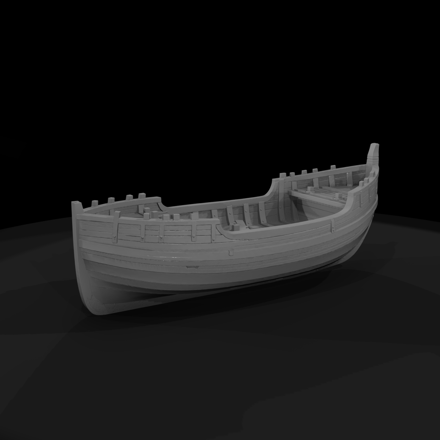 Damaged Wooden Rowboat