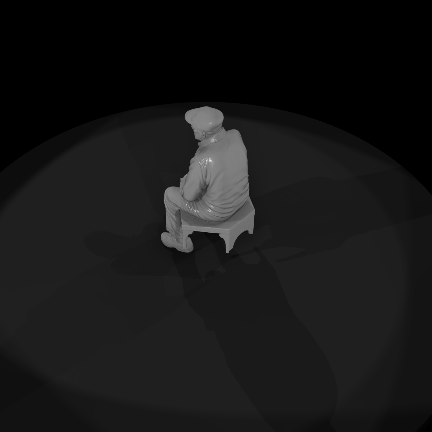 Seated Elderly Man — Park Bench Figure