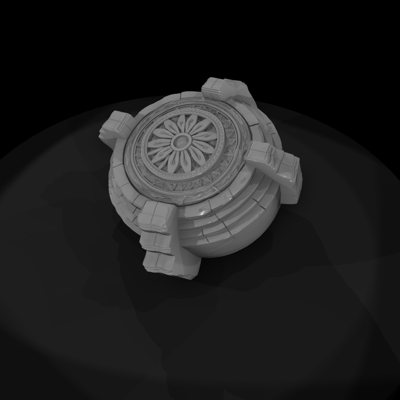 Carved Stone Circular Ritual Altar — Fantasy Terrain