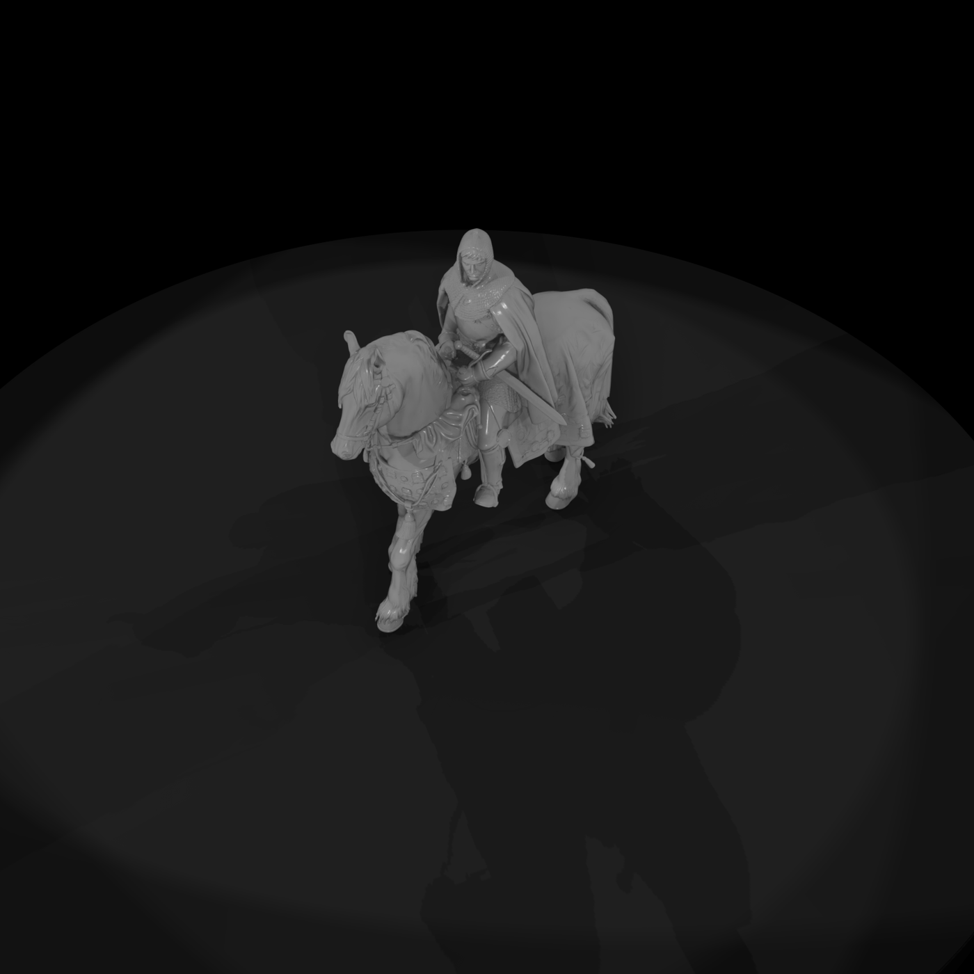 Mounted Medieval Knight on Horse