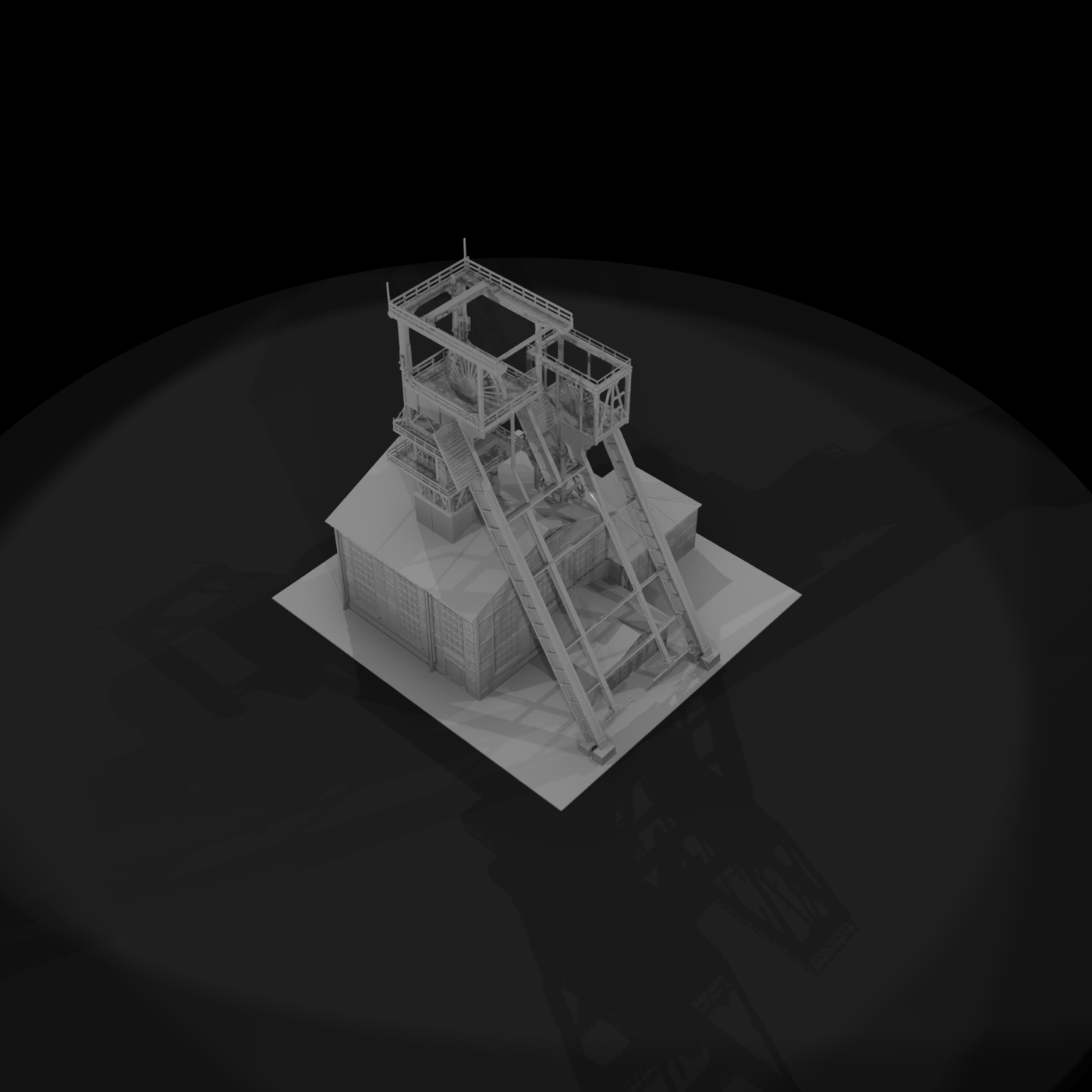 Mine Headframe with Conveyor