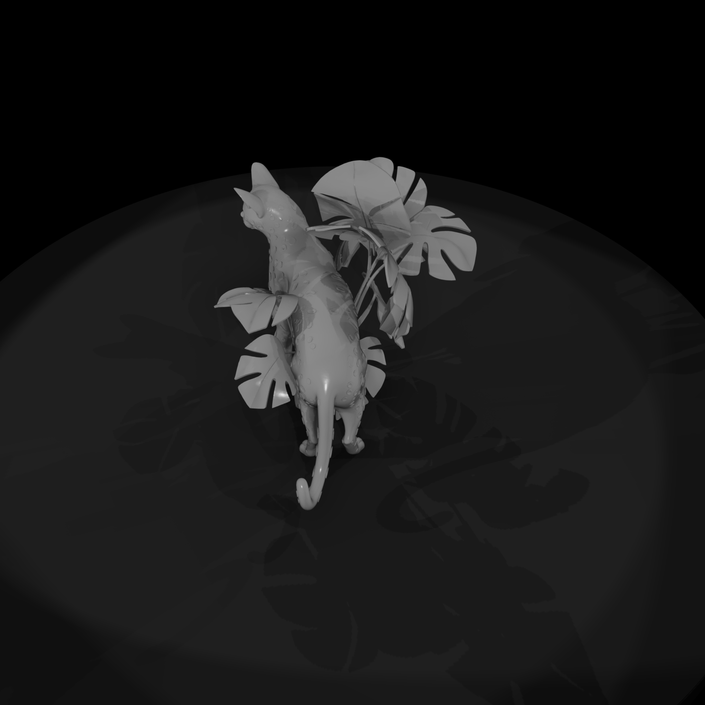 Stylized Spotted Cat Figurine