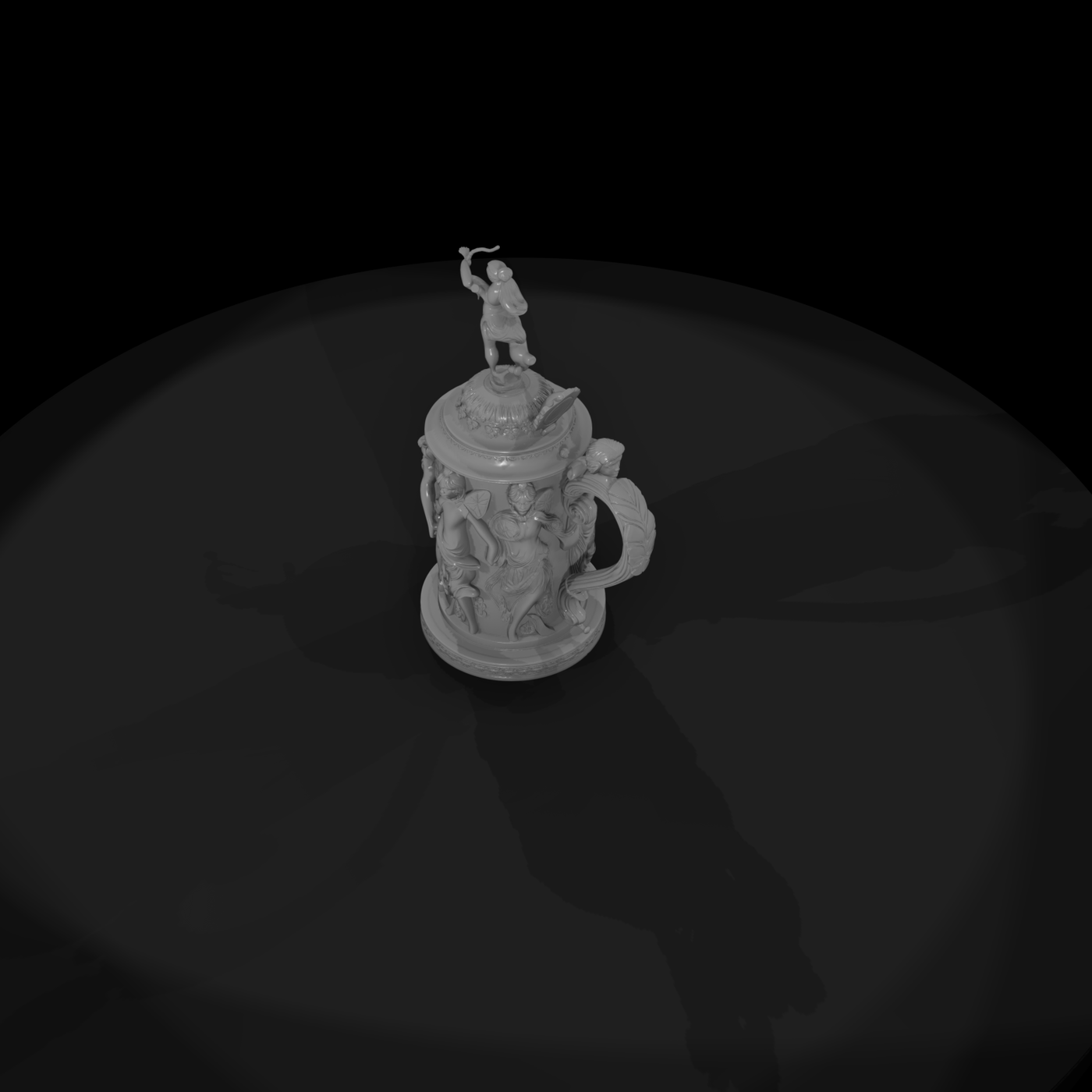 Neoclassical figural beer stein — decorative tankard