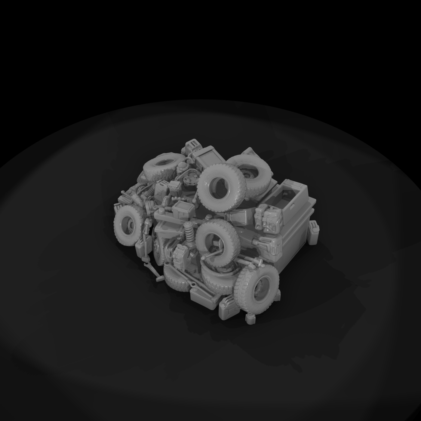 Mil 279 Modern Desert Tire Parts Pile