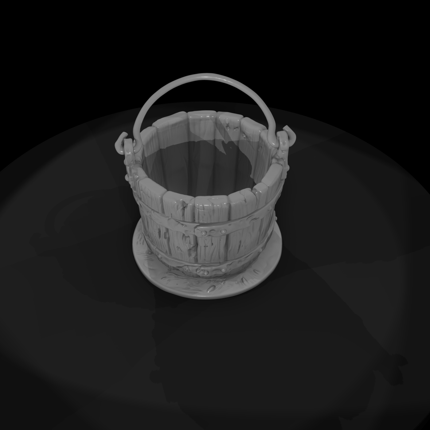 Iron-Banded Wooden Bucket
