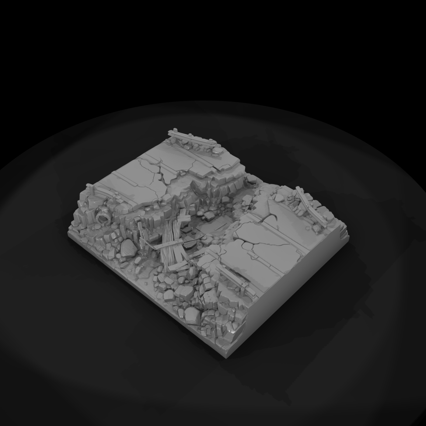 Washed-Out Road Gap Terrain