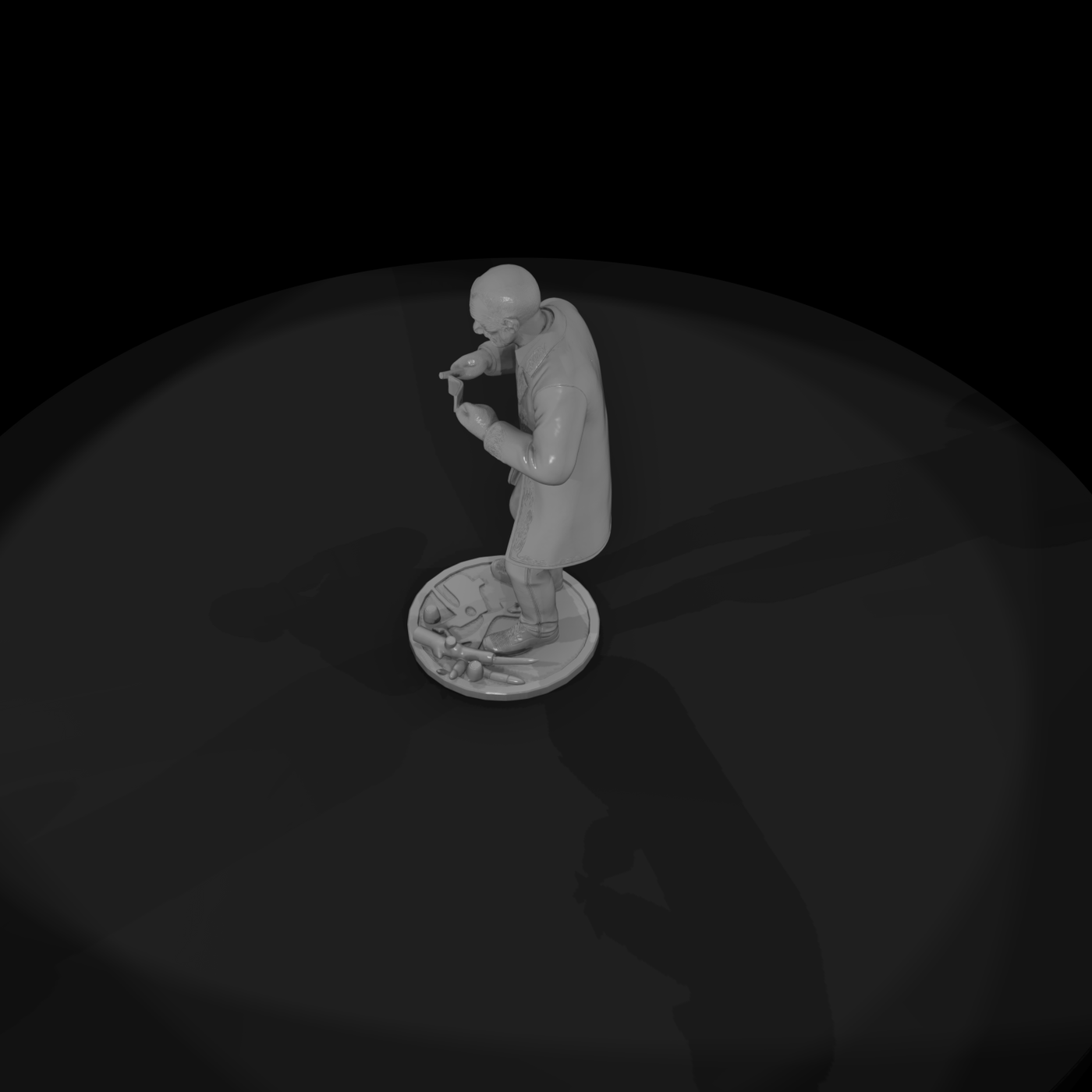 Elderly Pipe-Maker Figurine