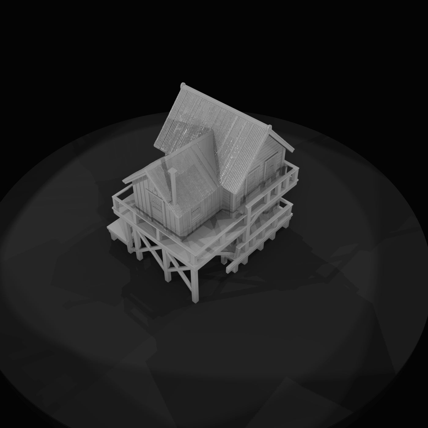 wooden-stilt-house-seaside-cabin-digital-3d-model