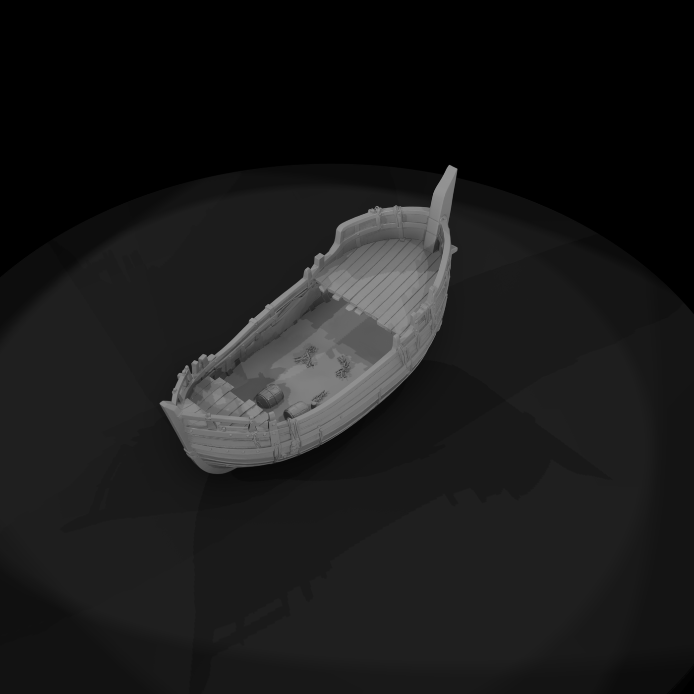 Weathered Medieval Ship Hull — Terrain Piece