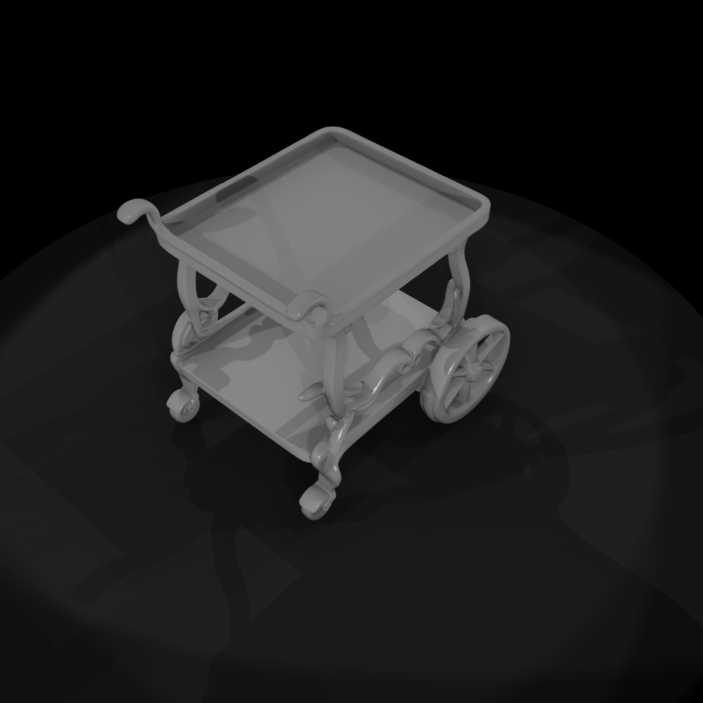 Victorian Ornate Two-Tier Tea Trolley (Serving Cart)