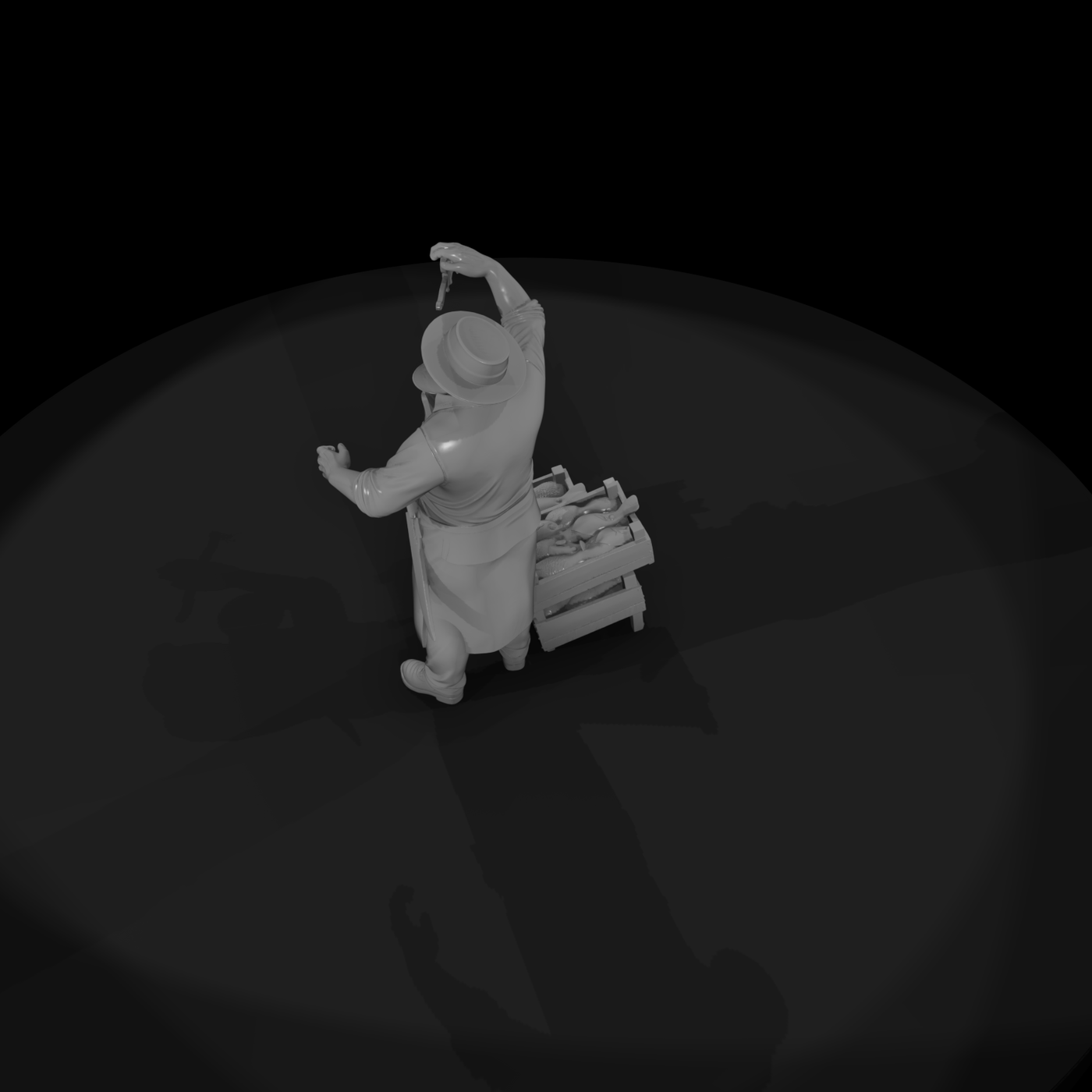 Stylized Fishmonger Figure
