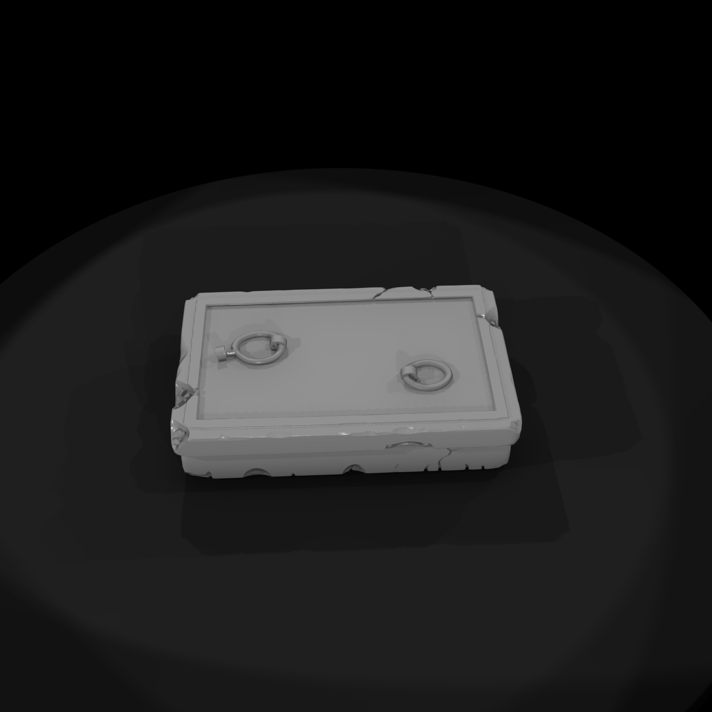 Weathered Stone Sarcophagus Lid