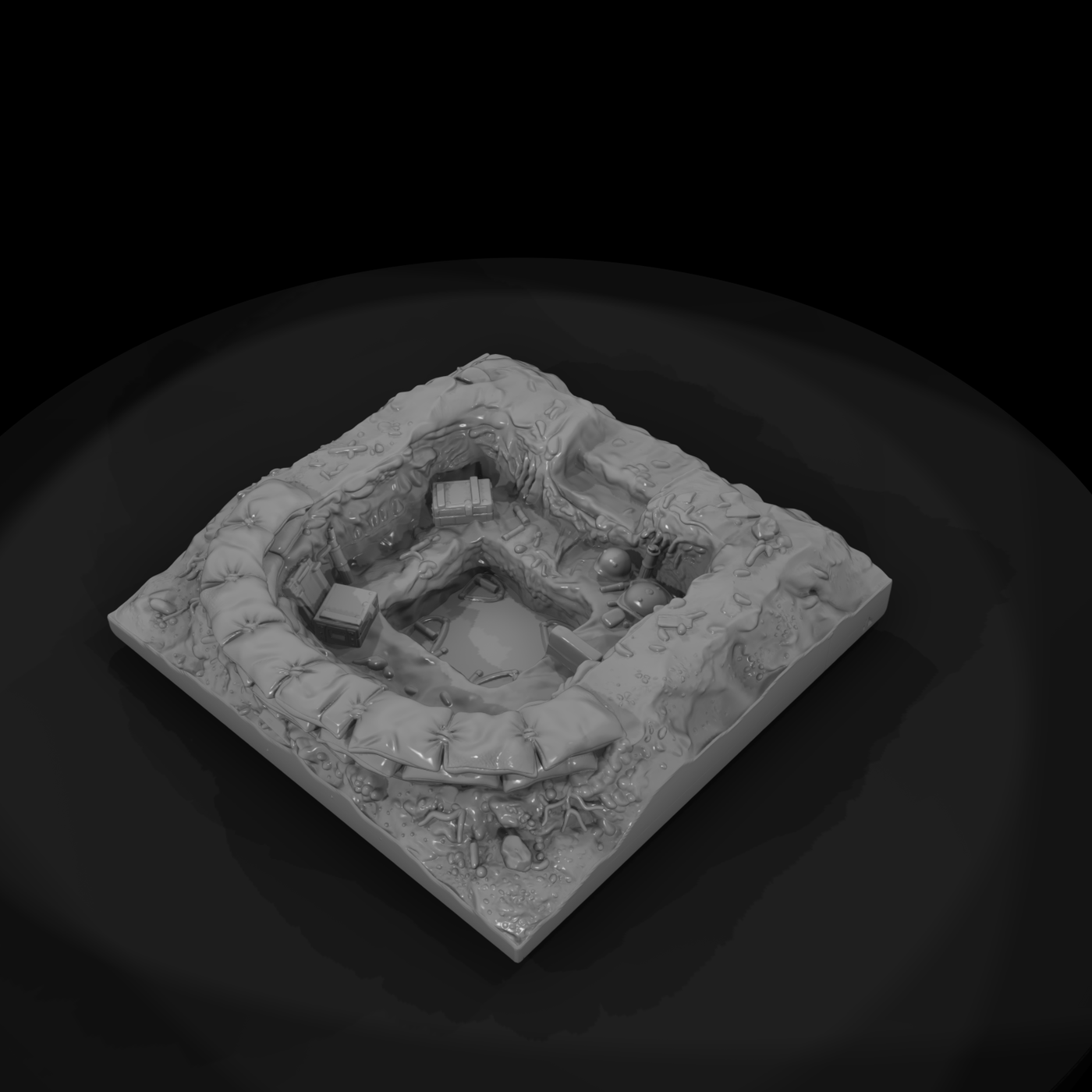 Sandbagged Foxhole Gun Pit