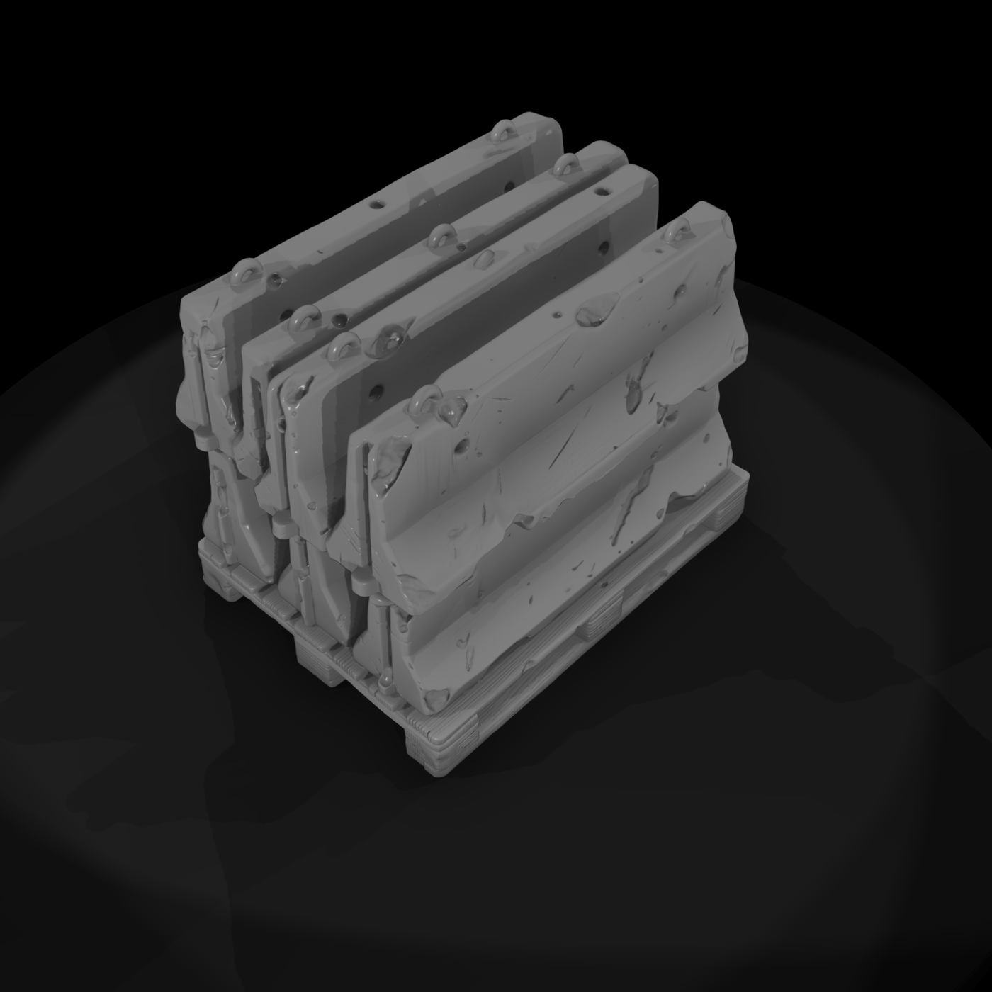 Stacked Concrete Traffic Barriers