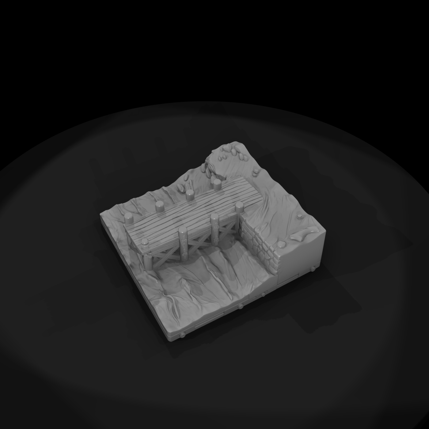 Detailed Coastal Dock Pier Tabletop 3D Model Oarba