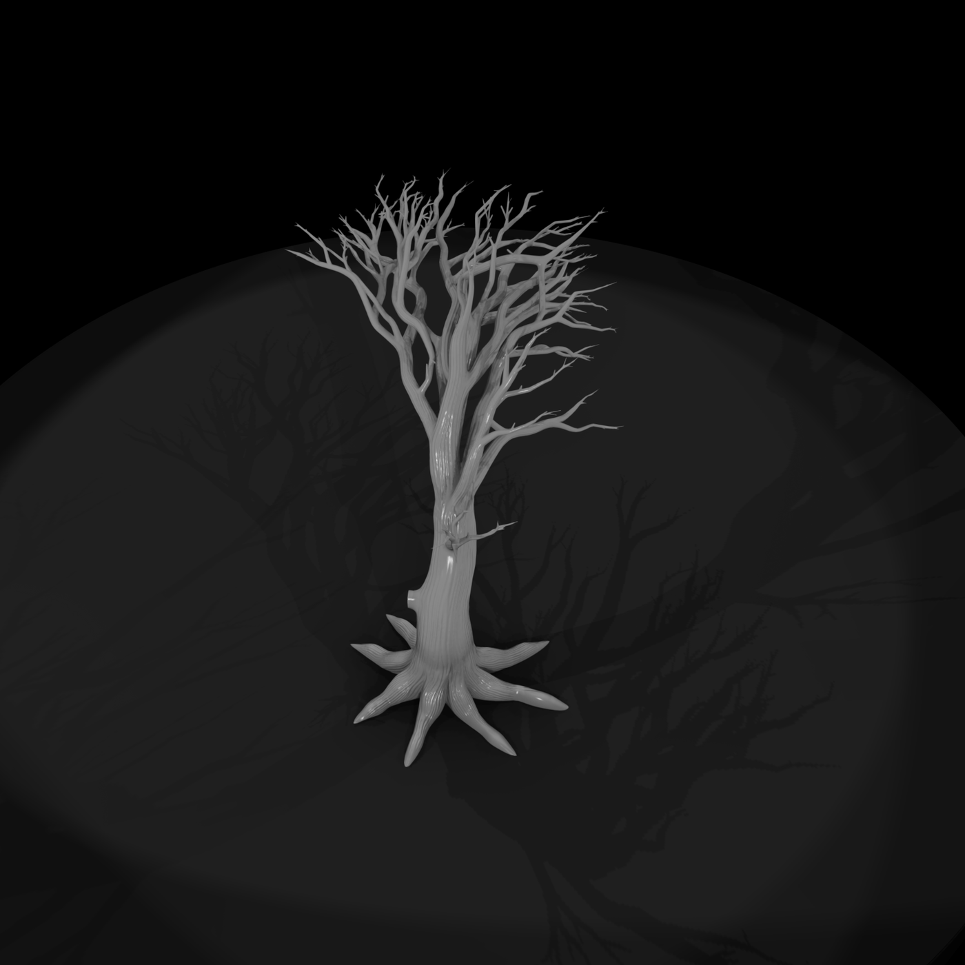 Stylized Wind‑Bent Dead Tree