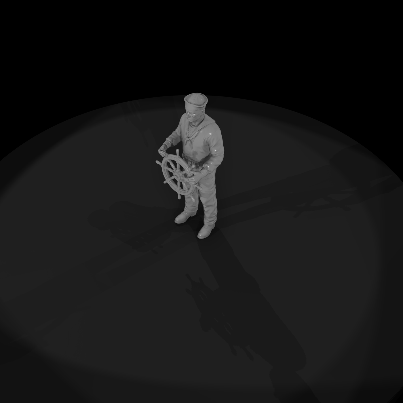 Navy Sailor at the Ship's Wheel