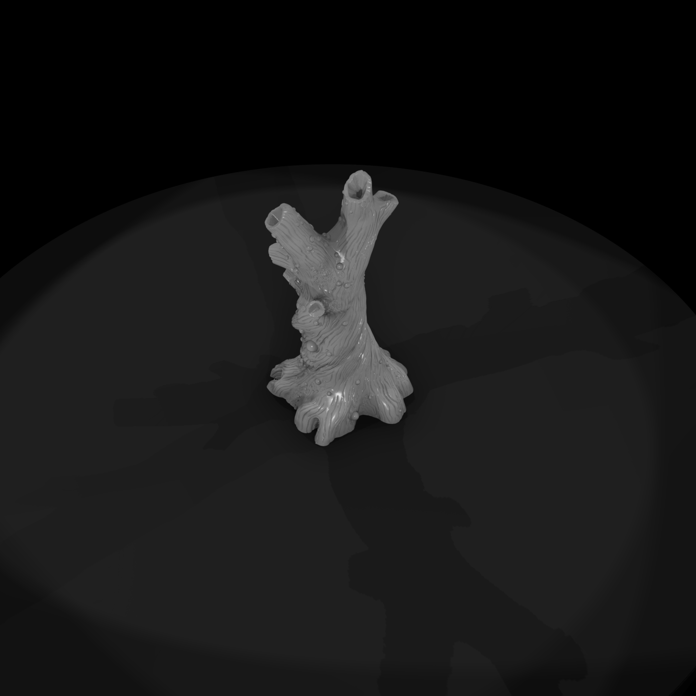 Stylized Gnarled Dead Tree Trunk