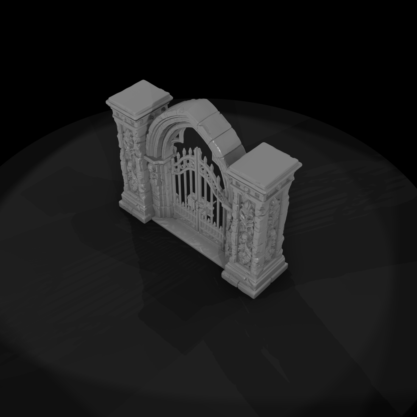 Gothic Cemetery Gate with Iron Doors