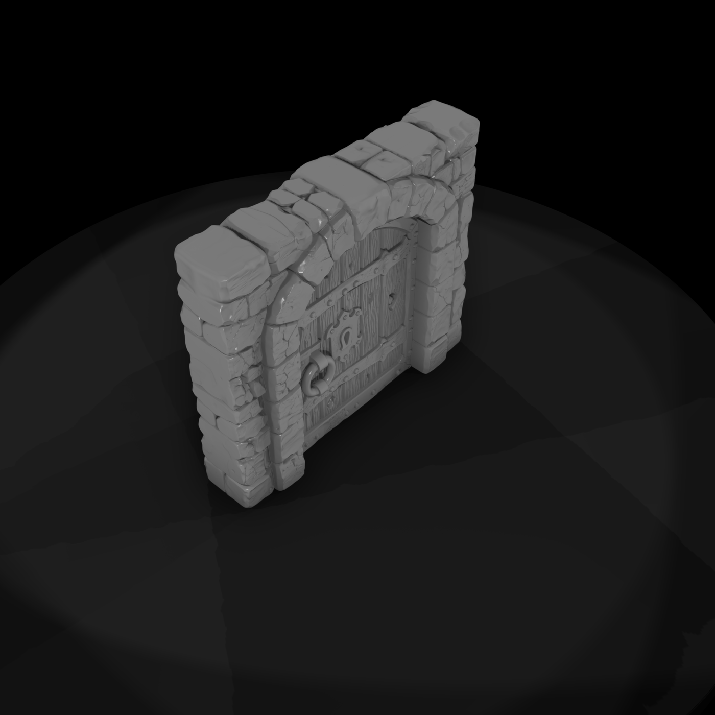 Stylized Medieval Arched Stone Door 3D Model Wut5N