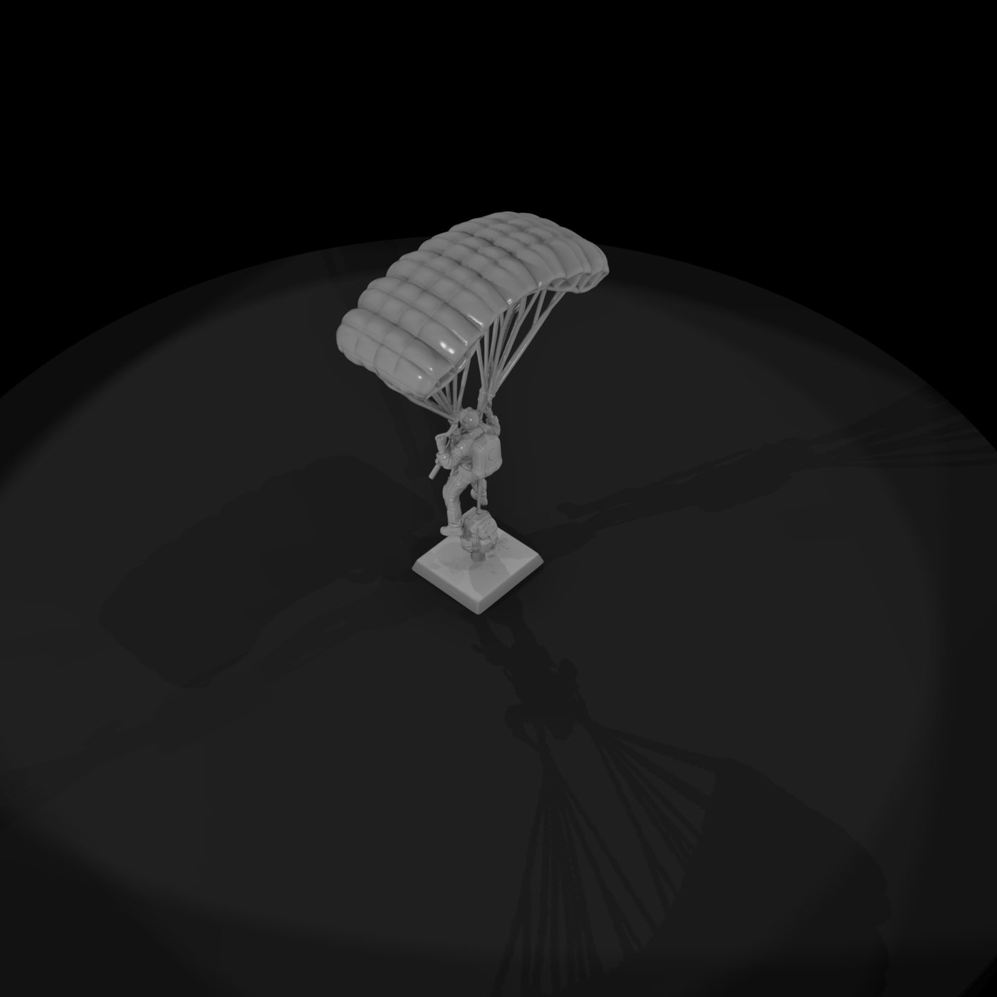 Paratrooper Under Open Canopy