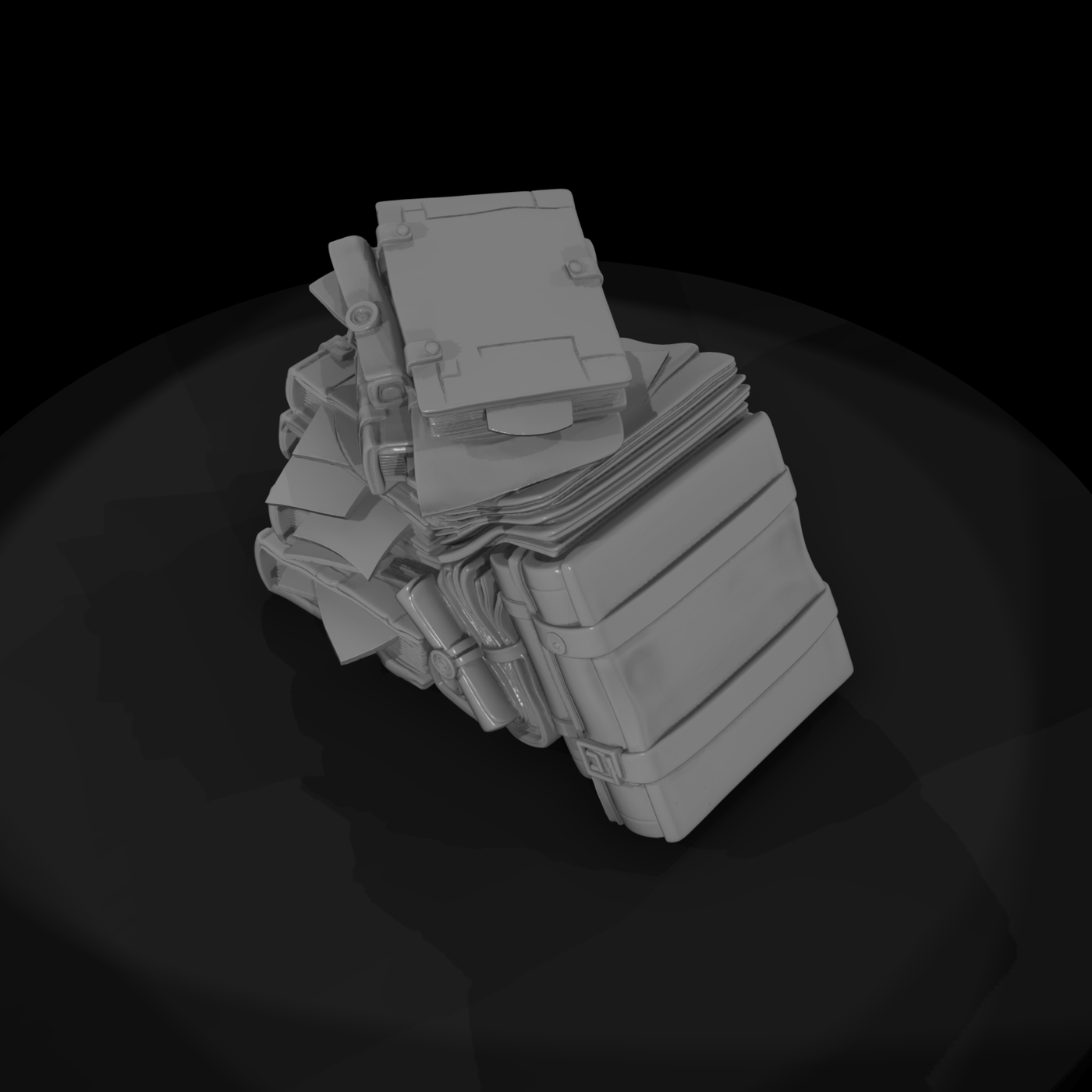 Stylized Fantasy Occult Book Stack 3D Model Hqofv4