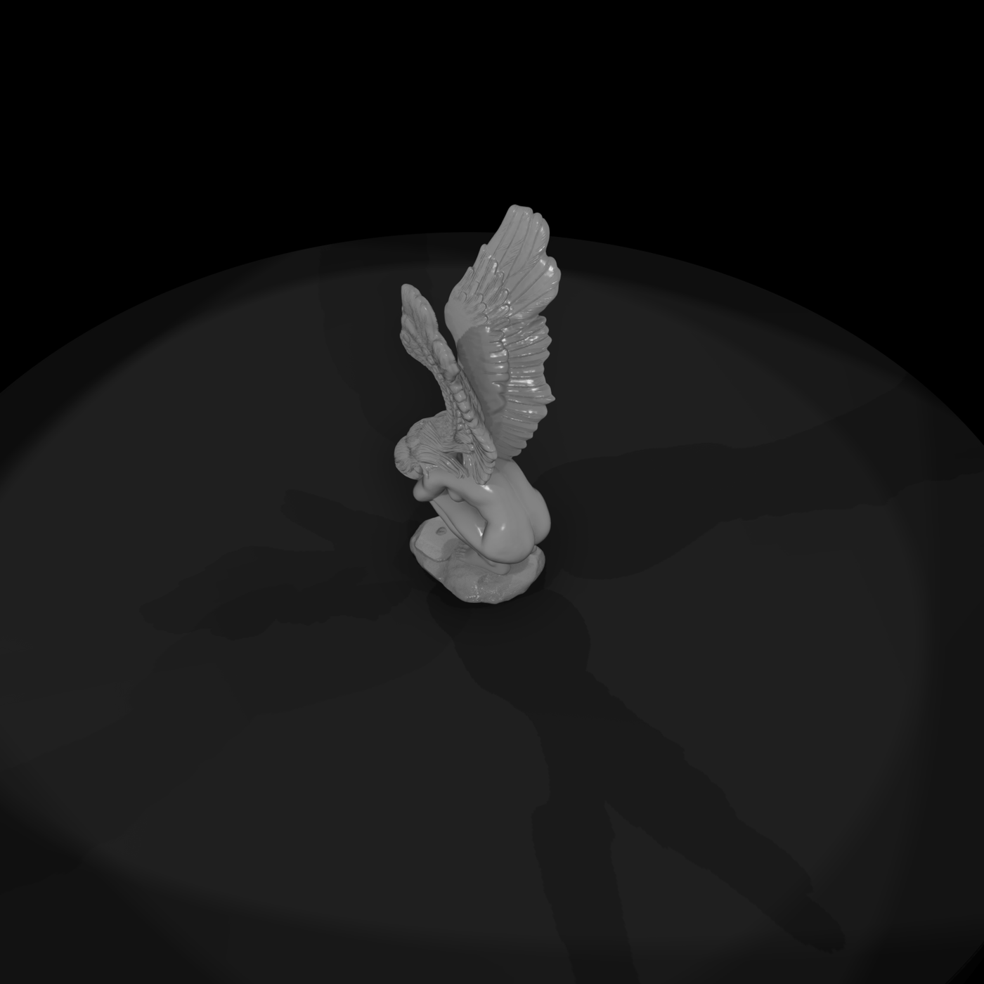 Crouching Winged Angel — Statue