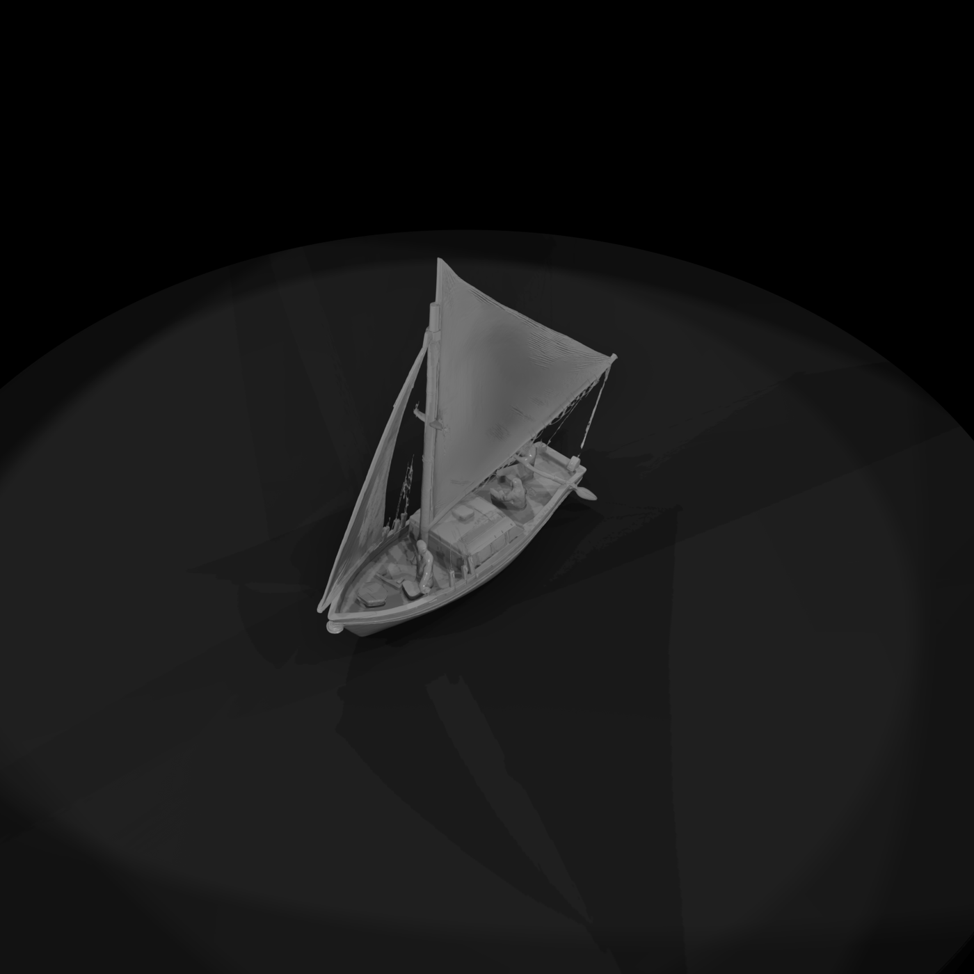 Stylized Sailboat with Crew