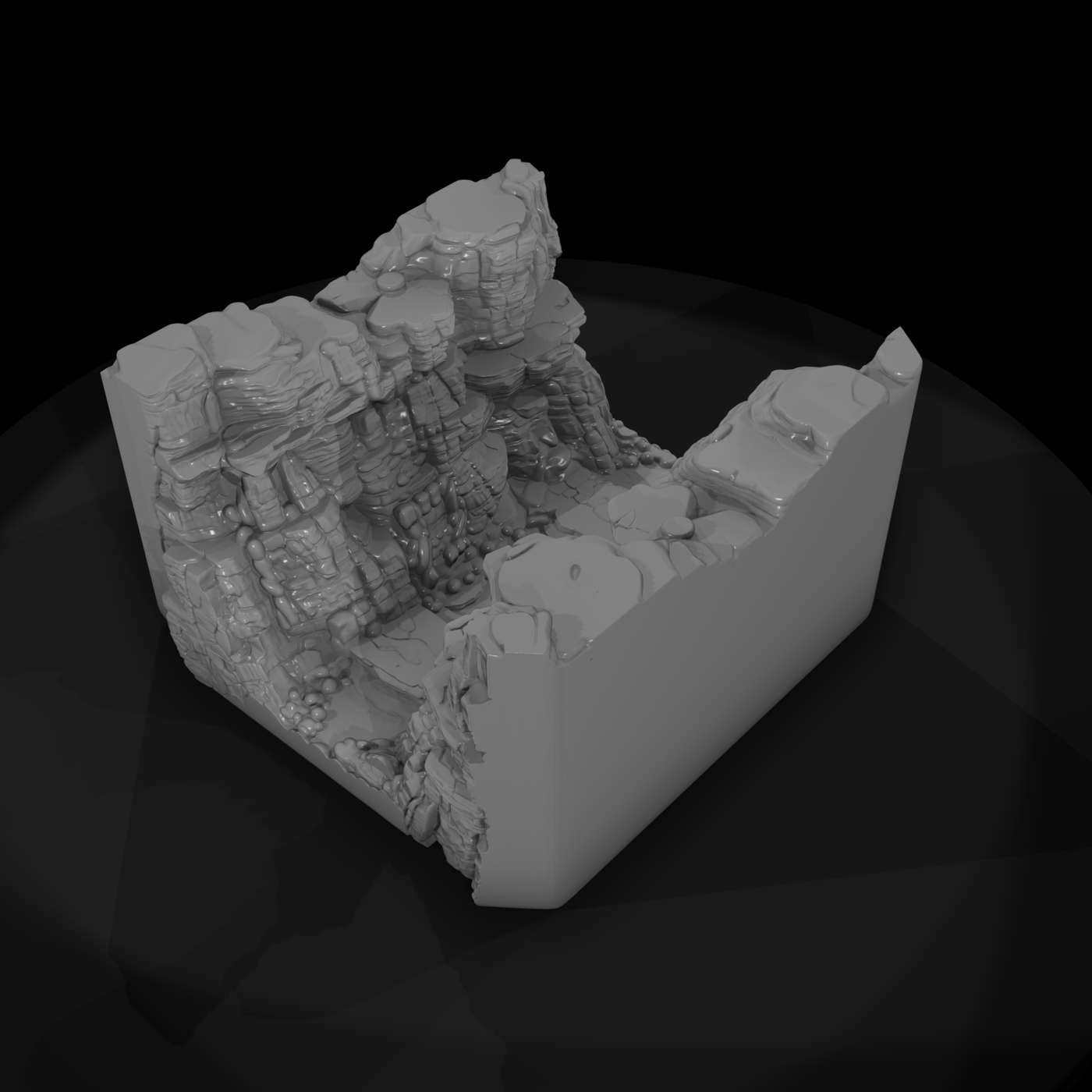 Detailed Stratified Rock Canyon Terrain 3D Model U