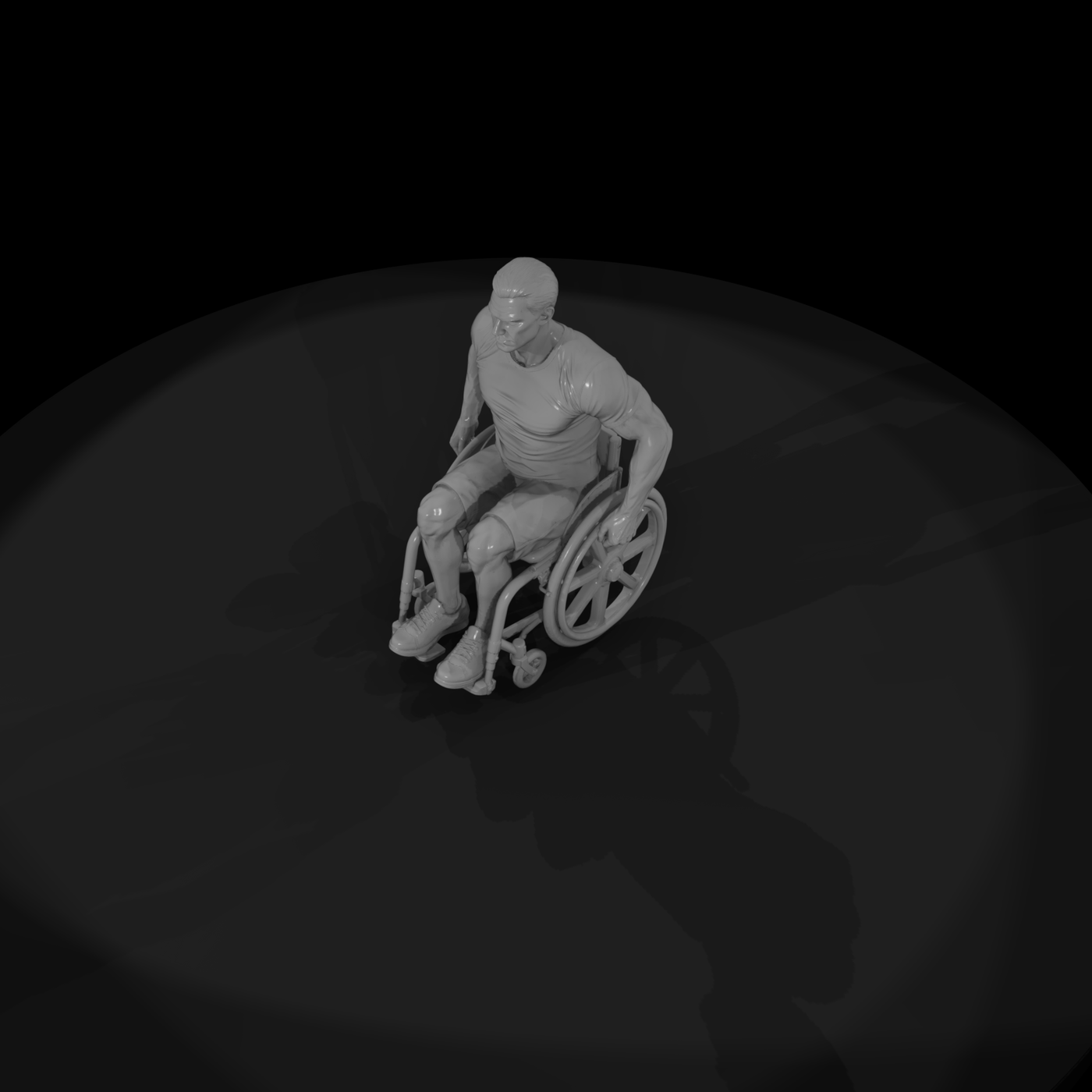 Man in a Manual Wheelchair