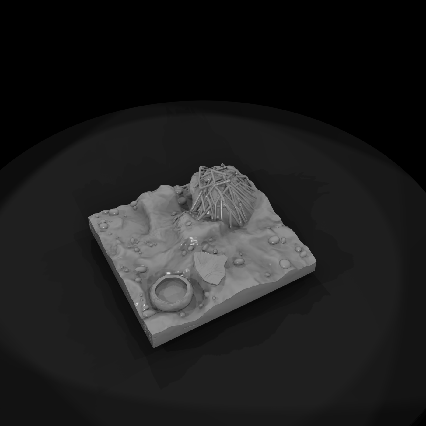 Forest Terrain Base with Animal Burrow