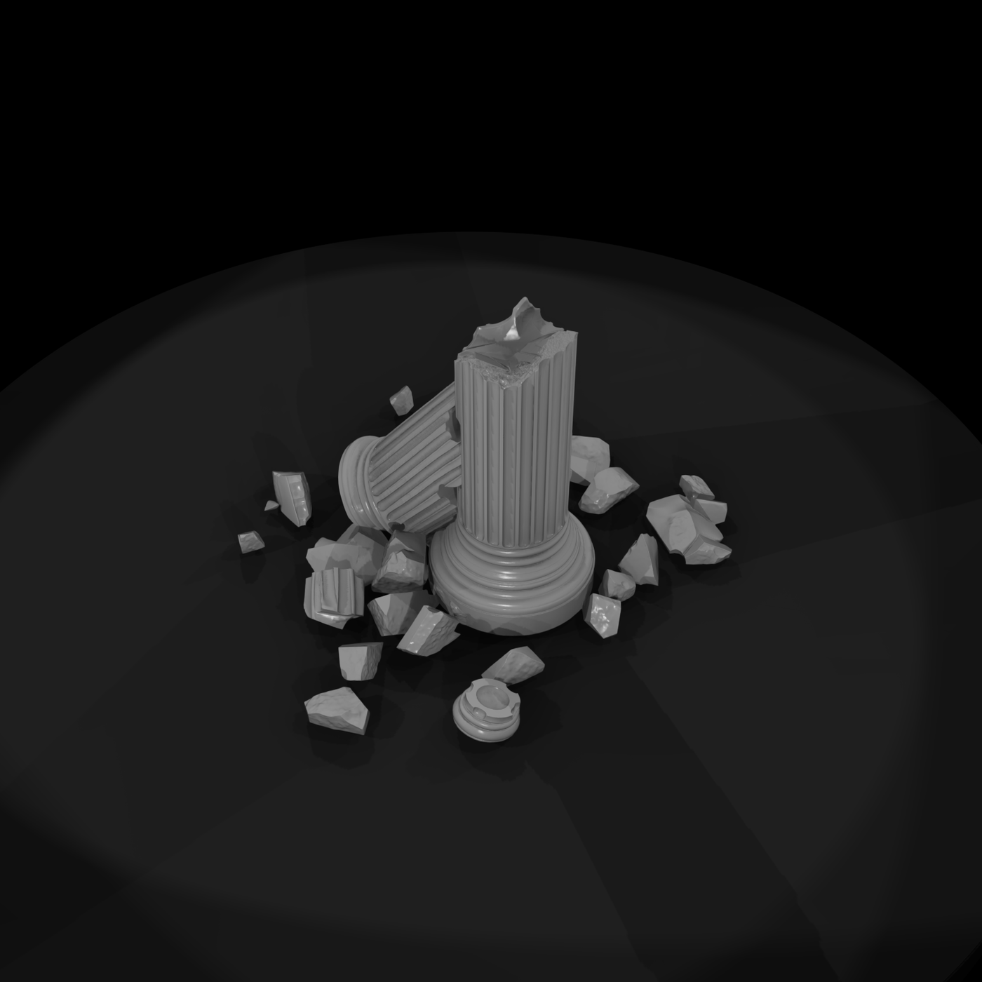 Broken Fluted Classical Column Ruin