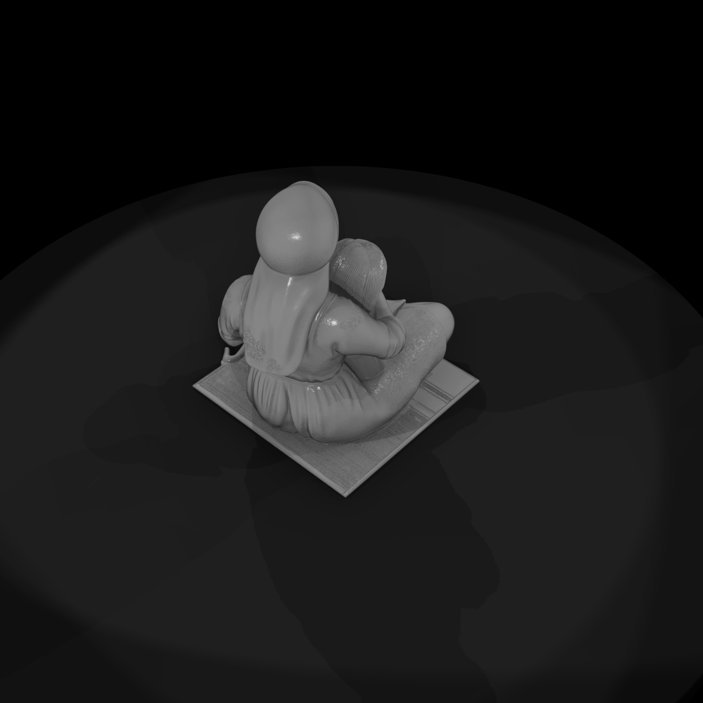Stylized Folk Mother & Daughter Figurine