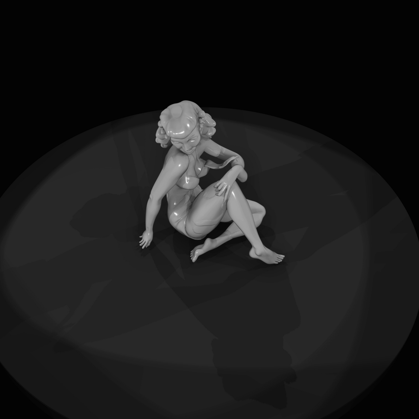Seated Retro Pin-Up Girl