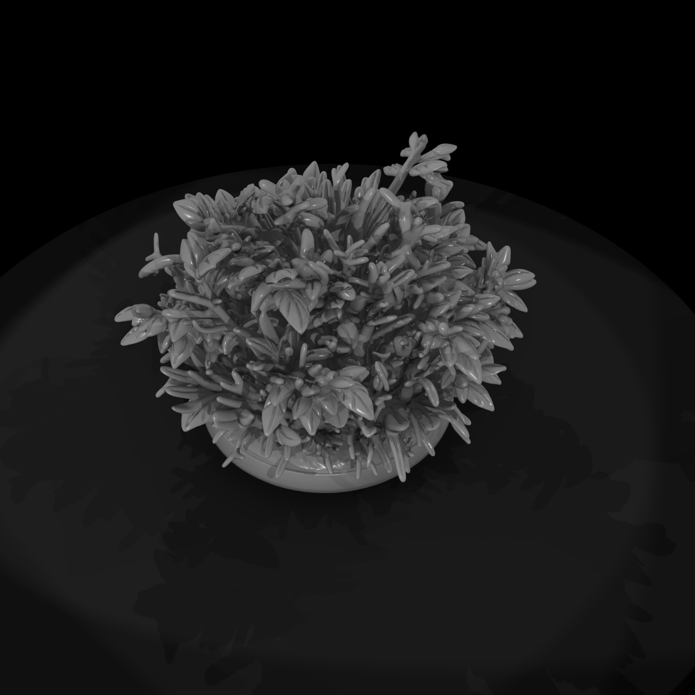 Stylized Sculpted Foliage Bush Miniature 3D Model