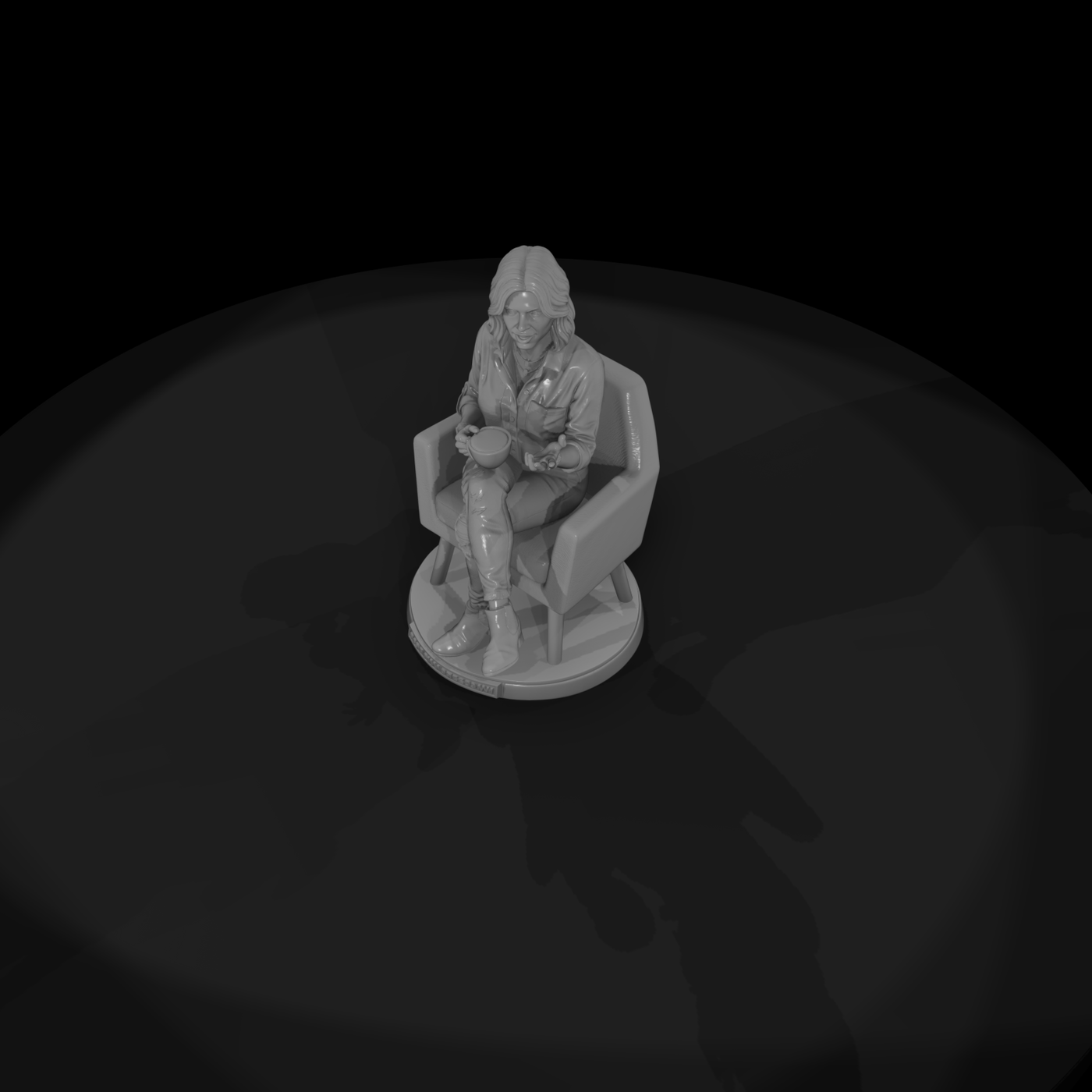 Seated Woman in Armchair with Coffee