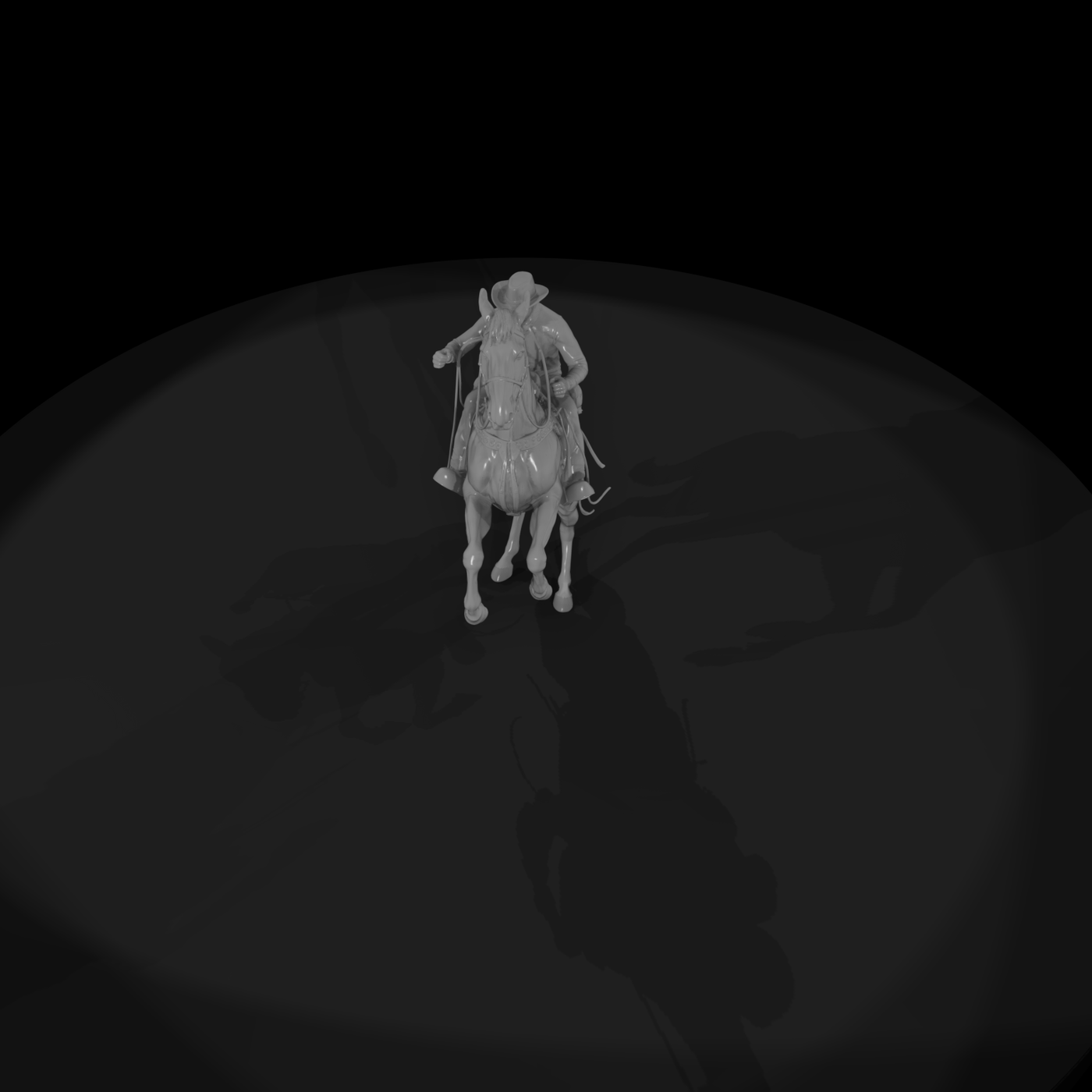 Cowboy on Rearing Horse — Western Mounted